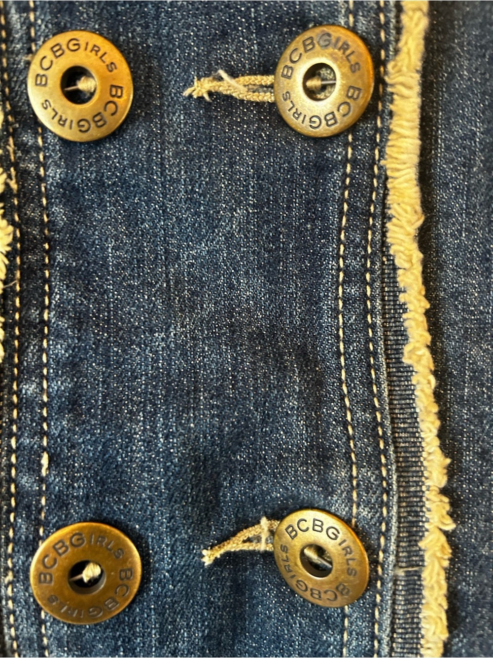 Y2K Vintage BCBGirls  dark wash denim jacket  a double-breasted button front - Picture 5 of 6